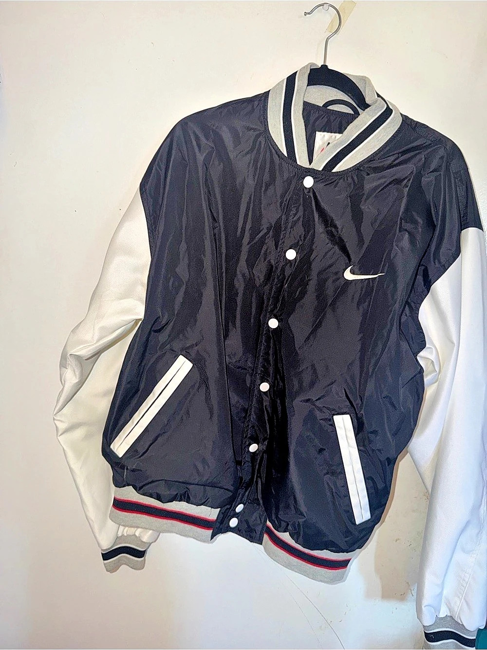 Nike Color Block Varsity Jacket in Black & White Like New